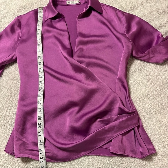 Simkhai Paradisa Wrap Top Purple Draped Surplice Blouse - Picture 8 of 16